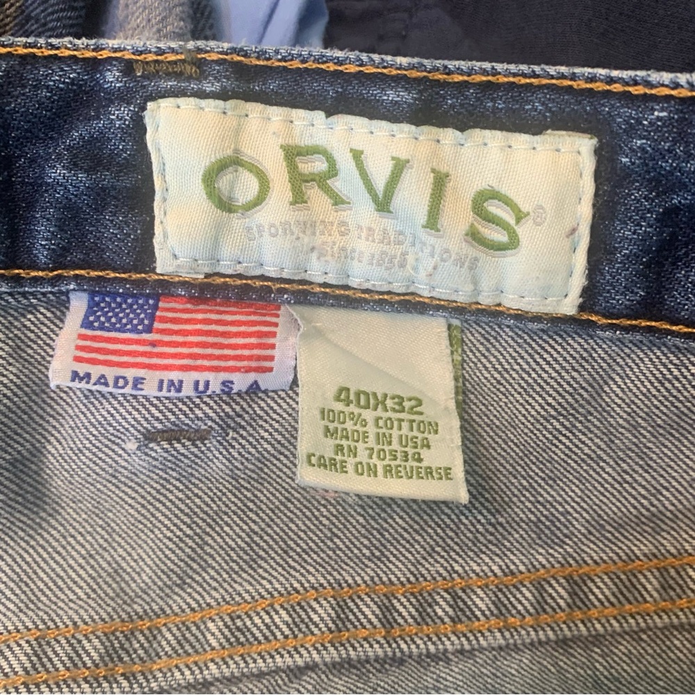 Men's Orvis Straight Leg Bootcut Blue Jeans Size 40W/30L - Picture 4 of 6
